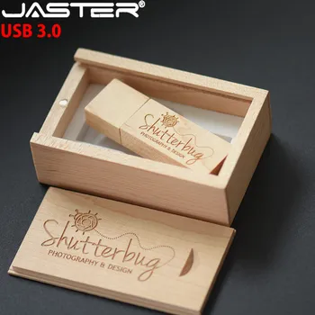 JASTER USB 3.0 Fotografie LOGO-ul Clientului din lemn usb + cutie cadou usb flash drive lemn pendrive 8GB 16GB 32GB 64GB cadouri de nunta