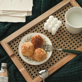 De uz casnic Japoneză Rattan Tavă de Lemn Ins Nordic Tava de Ceai mic Dejun Retro, Decoratiuni si Ornamente Tava