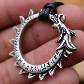 Viking dragon pandantiv colier nordic viking rune amuleta pandantiv colier bărbați și femei retro stil viking bijuterii