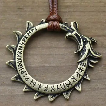 Viking dragon pandantiv colier nordic viking rune amuleta pandantiv colier bărbați și femei retro stil viking bijuterii