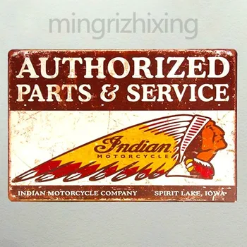 Indian de Motociclete\ Autorizat de Piese/Service, Tin Semn pentru Om Pestera/Garaj(Vizitati Magazinul Nostru, Mai multe Produse!!!)
