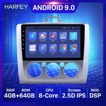 Harfey Android 10.0 API 29 2din 9 inch pentru Ford Focus 2 2004-2011 mașină player multimedia, Radio, GPS 3G WIFI OBD2 RDS Bluetooth SWC