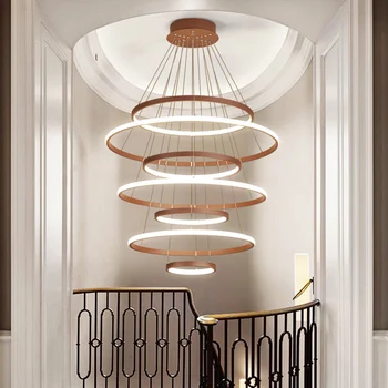 Candelabru Modern, minimalist, duplex, etaj sala de moda atmosferă Nordic living lampa villa scară în spirală lungă perioadă de agățat