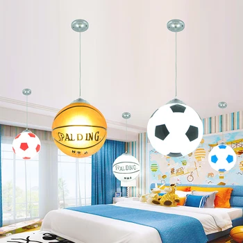 Dormitor pentru copii Fotbal Formă Cafea Bar Iluminat de Prindere Sticlă Copii Balcon Interior LED Lumina Plafon Copii Sala de Sport Gratuit