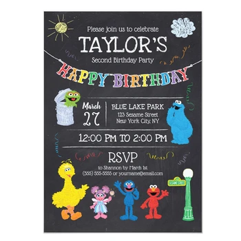 Personalizate Sesame Street Amicii Tabla Curcubeu Invitație Zi De Naștere Consumabile De Partid Ziua De Nastere Decoratiuni Copii De Ziua Evenimentului