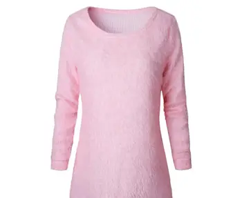 Nky pulover eBay transfrontaliere Europene și Americane populare culori solide cu maneci lungi rotunde gâtului femeii lână de miel top fabrica wh