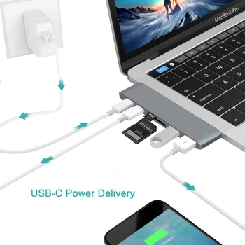 GOOJODOQ USB de Tip C Hub pentru Cititor de Card USB C Hub 3.0 Adaptor Combo Cu Slot SD Pentru MacBook Pro 2016 2017 USB-C Livrare de Energie