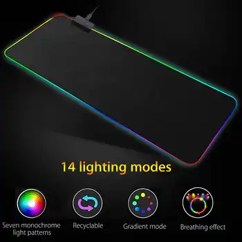Mari Gaming Mouse Pad RGB USB LED-uri Stralucitoare Gamer Tastatura Mousepad Soareci Mat 14 Moduri de Iluminare Pentru PC si Laptop