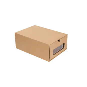 Gros transparent piele de vacă cutie de hârtie Îngroșat Kraft Cutie de Carton Sertar Transparent Cutie de pantofi Recipient Cutie pentru depozitarea hârtiei
