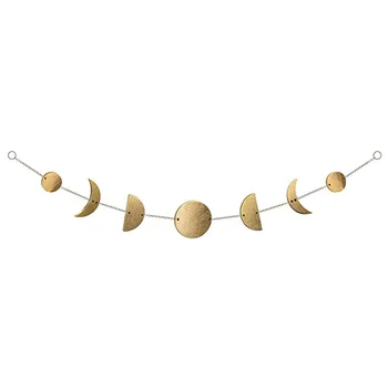 Faza de luna Ghirlanda Decoratiuni de Perete Boho Chic Arta de Perete Agățat Ornamente pentru Dormitor, Casa, Camera de zi (Aur)