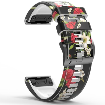 Noi 22 26mm Watchband Pentru Garmin Fenix 5X 5 Plus 3 ore si 3 ore 6 6X Pro Ceas de Eliberare Rapidă de Imprimare Silicon se Potrivesc Ușor Încheietura Banda Bretele