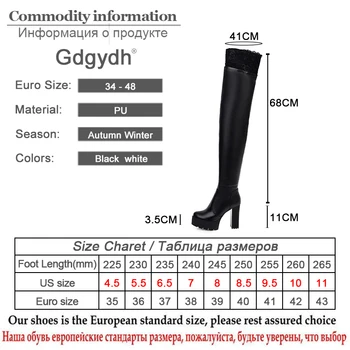 Gdgydh Dantela Sexy Coapsei Cizme Înalte Pentru Plus Dimensiunea Femei Pantofi Platforma Peste Genunchi Cizme Stretch Negru Din Piele De Iarna Noi