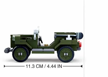 112Pcs Militare GAZ-67 Model de JEEP-al doilea Război Mondial Armata Cifre Cărămizi Trupele Masina DIY Blocuri Seturi Playmobil Jucarii Copii