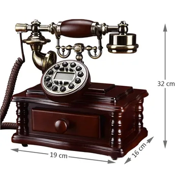 Rectangularitate antic de telefon fix din lemn vasta telefoon id-ul apelantului de epocă telefon fix pentru acasa, birou, camera de zi