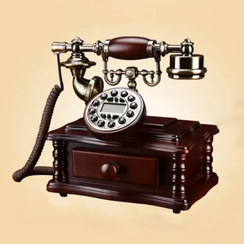 Rectangularitate antic de telefon fix din lemn vasta telefoon id-ul apelantului de epocă telefon fix pentru acasa, birou, camera de zi