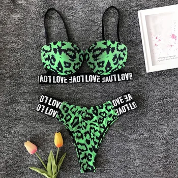 Unqiue Colorate Feminin Bandaj Set de Sutien Sexy Femei Leopard de Imprimare de Costume de Baie Moda Doamnelor Lenjerie Caldă de Vară Reducere