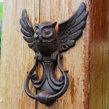 Vintage Ciocanel la Usa Fonta BUFNITA Decorativa Ciocănelul din Fier Forjat cu Mâner de Ușă Încuietoare Antic Poarta Ornate Pasăre Biroul de Acasă