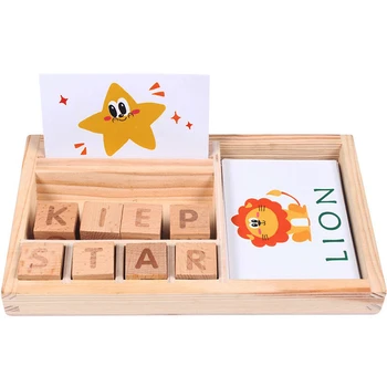 Lemn Puzzle Cognitive Carduri De Carton Nouă Copii Jucarii Educative De Învățare Engleză Pentru Copii Din Lemn Materiale Montessori Math Jucarii