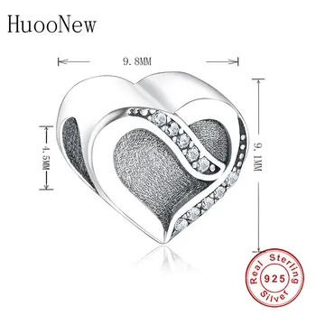 HuooNew Fit Original Pandora Farmecul Bratari Argint 925 Panglică Dragoste Inima se Amestecă CZ Margele de Cristal Bijuterii de Luare Berloque