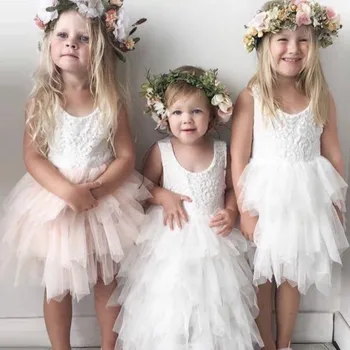 Crăciun Copii rochii pentru fete 2-8 Ani maneca lunga O-gât fetita haine rochie cu Spatele gol nunta copii rochie de petrecere roz