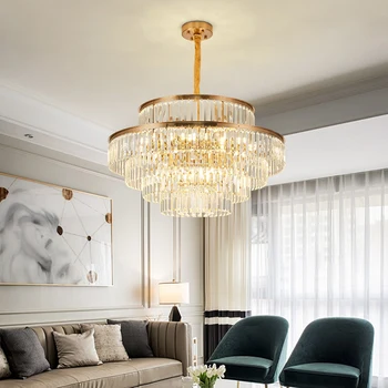 Aur de lux rotund dublu, sala de nunta living Kristall Kronleuchter post modern k9 cristal chandelierfor acasă
