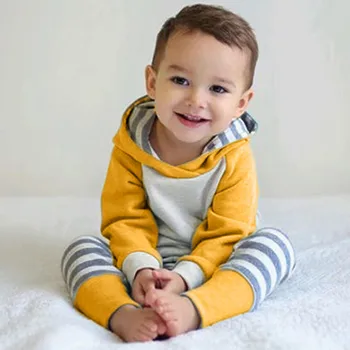 Copilul 3pcs Moda Seturi de Copil Baby Boy Fata Stripe Set Haine cu Glugă Topuri+Pantaloni+Bentita Tinutele Sexy 2019 picătură shipped9.24