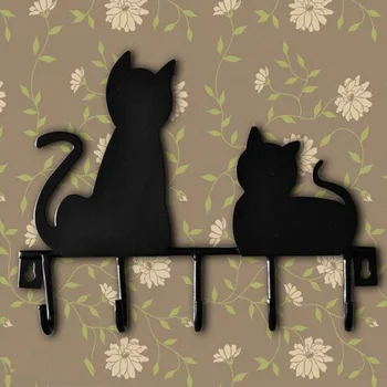 Practic formă de pisică perete de metal cârlig montat pe perete haine de blana cheie agățat raft de depozitare suport pentru prosop raft organizator de origine