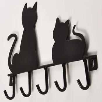 Practic formă de pisică perete de metal cârlig montat pe perete haine de blana cheie agățat raft de depozitare suport pentru prosop raft organizator de origine