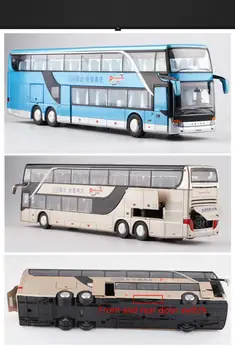 Pentru copii Model Auto 1:32 Aliaj Trage Înapoi Model de Autobuz de Mare Imitație Dublu Sightseeing Bus Flash pentru Copii Cadou de Ziua Mașină de Jucărie