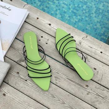 2019 vara bomboane de culoare Plat papuci de personalitate a Subliniat benzi papuci de Plajă Confortabil sălbatic Răcoritoare sandale