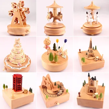 Cutie muzicala din lemn caseta de muzică casa de creatie din lemn masiv carusel meserii cadou de Ziua Îndrăgostiților ornamente cutie de cadou din lemn carusel