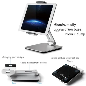 Universal Smartphone & Tablet Stand, Aluminiu Birou Suport de Montare, se potrivește pentru 3.5-6.5 inch Smartphone 7-13 inch iPad Pro Air Mini