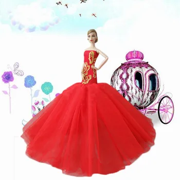 Fata superba Papusa Jucării Petrecere coadă de pește Roșu Elegant Rochii Rochie Costum, Haine Papusa Accesorii pentru Barbie Jucarii Fata Cadou