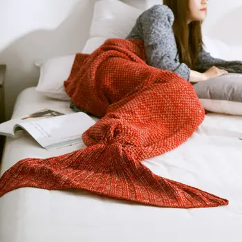 5 Culori Coada De Sirena Pătură Doamna Moale Manual Sac De Dormit La Modă Tricotate Pătură Coadă De Pește Dormit Cuverturi De Pat