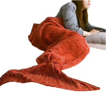 5 Culori Coada De Sirena Pătură Doamna Moale Manual Sac De Dormit La Modă Tricotate Pătură Coadă De Pește Dormit Cuverturi De Pat