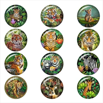 50PCS Amestecat Farmec Snap Butonul Bijuterii Animal Tigru, Leopard Pentru DIY 18MM Sticlă Butonul Snap Bratara Colier Bijuterii
