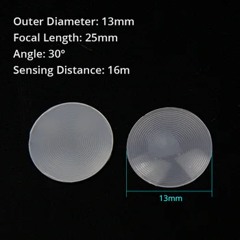 10 BUC 13 mm Rotund Corpul Uman infraroșu de Detectare Fresnel lLens distanta Focala de 25mm lentila PIR PIR locuințe piroliză sonda dedicat