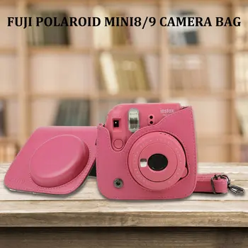 Pentru Fujifilm Instax Mini 8 Mini Camera foto 9 PU Piele Culoare Sac Instax Mini caz cu Curea de Umăr Cristal Transparent Capac