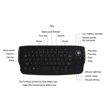 Mini Wireless Trackball Tastatura Și Mouse-ul Combo Portabile 94Keys Jocuri Desigh Tastatura engleză USB Mouse-ul Pentru Android Smart TV Box
