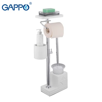 GAPPO Baie Hardware Seturi albe în picioare gratuit baie, suporturi pentru perii de toaletă cu suporturi de hârtie igienică, hârtie raft