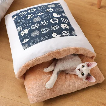 Câine de companie Pestera Pat Moale Fleece Cald Pad Închis Detașabil Lavabil Quilt Pat pentru Pisica Catel Japoneză Perna de Dormit
