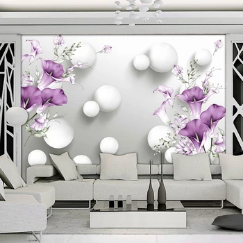 Foto personalizat Tapet 3D Stereo Minge Cerc Violet Flori Cală picturi Murale Dormitor Modern, Living TV de Fundal Pictura pe Perete