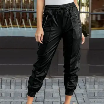 Femei PU Piele Pantaloni ZANZEA 2021 Moda Primavara Pantaloni Casual pantaloni Lungi Pantalon Palazzo Plus Size Solid Cordon Nap 5XL