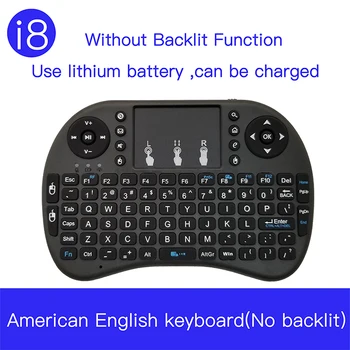 I8 engleza Americană 7 Color cu iluminare din spate Alb Negru 2.4 GHz Air Mouse Tastatura Wireless Cu Touchpad-ul pentru Android TV BOX PC-ul