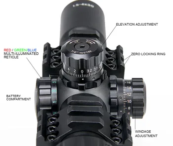 Noua tactică de aplicare 1.5-4x30 pușcă domeniul de aplicare Reticul W/E reglabil pentru fotografiere de vânătoare gz10246B