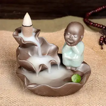 Minunat Mic Călugăr Cădelniță Ceramice Refluxul Arzător De Tămâie Fum Cascada Tămâie Suport Aromaterapie Cuptor Decor Acasă