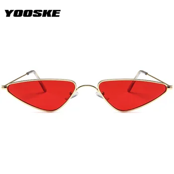 YOOSKE Ochi de Pisica ochelari de Soare pentru Femei Barbati Vintage Mic Cadru Metalic Roșu Ochelari de Soare de sex Feminin de sex Masculin de Brand Designer de Ochelari Retro