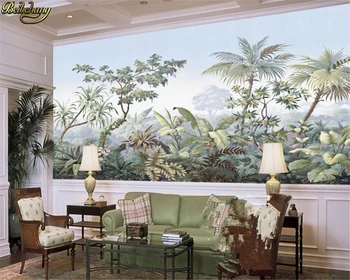 Beibehang Europene retro nostalgic palatul pictate manual de nucă de cocos copac de pădure ploaie, pictură în ulei personalizat 3d tapet mural