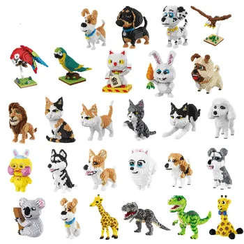 Animale de companie Animale de Diamant Blocuri de Desene animate Drăguț Câini Pisici Dinozaur Anime Cifre Model DIY Kit Cărămizi Jucarii Educative