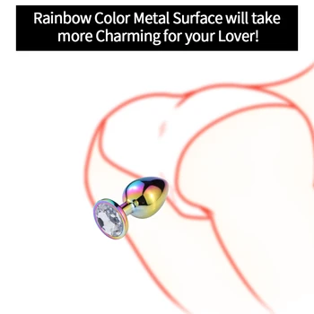 Noua Culoare Curcubeu Anal Plug cu 12 Culori Bijuterie Poate Alege S M L 3 Dimensiuni Pot Alege Dop de Fund pentru Bărbați Metal Anal Jucărie pentru Cuplu